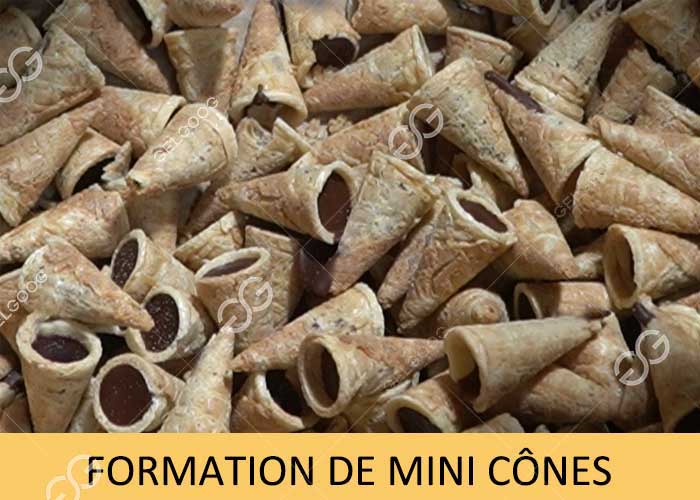 formation de mini cônes en chocolat